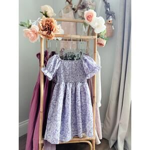 Flower Market Floaty Puff Slv Floral Smocked Flowy Dress
